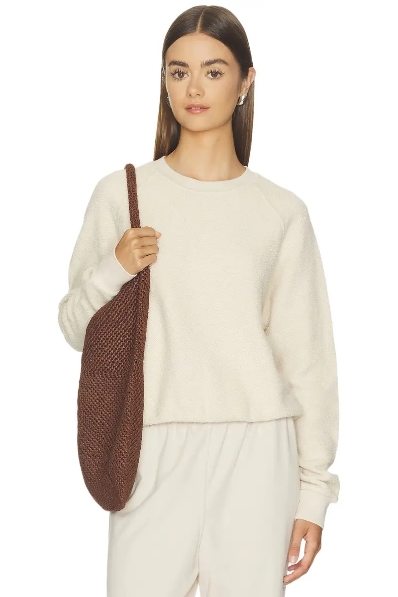 perfectwhitetee Ziggy Inside Out Fleece Long Sleeve Shrunken Crewneck Sweatshirt