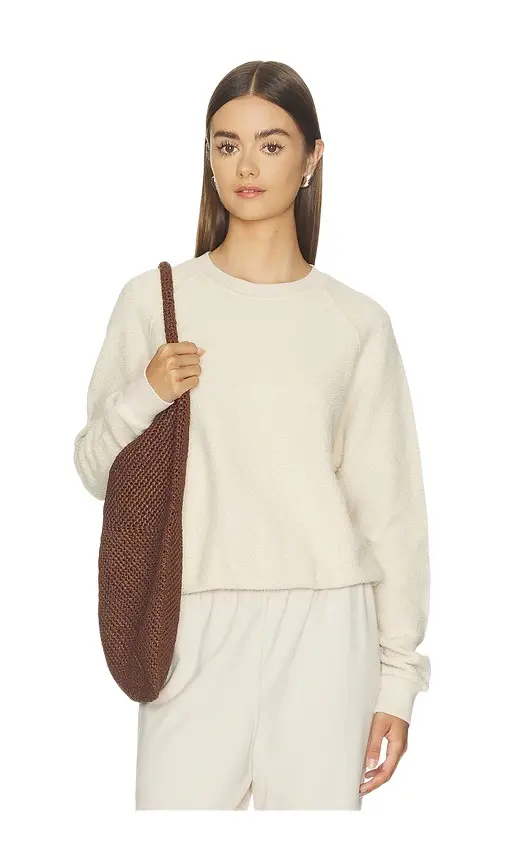 perfectwhitetee Ziggy Inside Out Fleece Long Sleeve Shrunken Crewneck Sweatshirt
