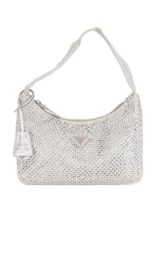 Satin Crystal Embellished Re-Edition 2000 Shoulder Bag Satin Crystal Embellished Re-Edition 2000 Shoulder Bag