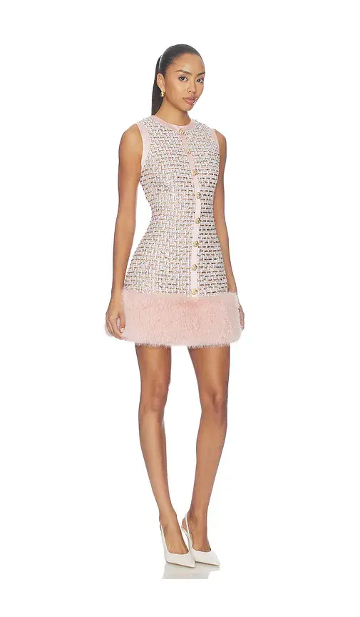 Nadine Merabi Pink Boucle Mini Dress | Thumbnail 2 Nadine Merabi Pink Boucle Mini Dress | Thumbnail 2
