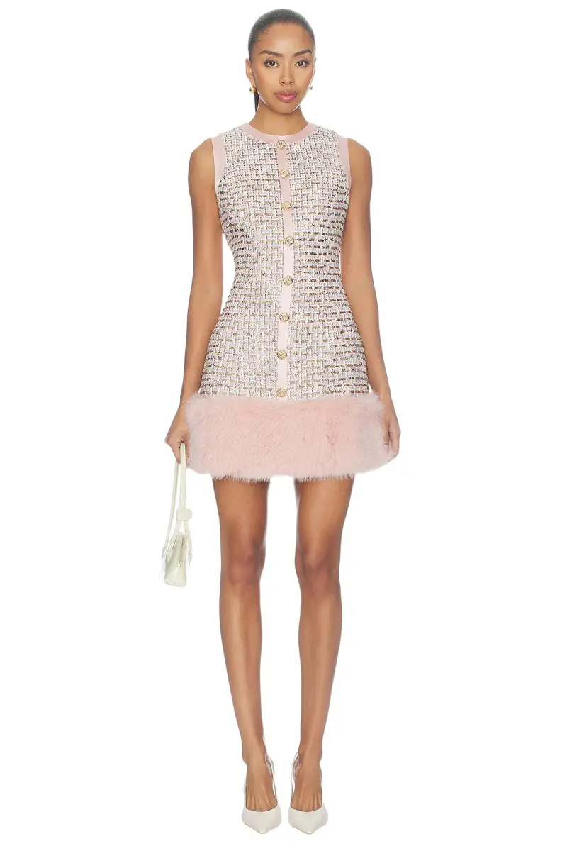 Pink Boucle Mini Dress