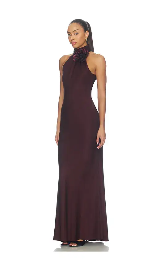 Nadine Merabi Chocolate Satin Maxi Dress | Thumbnail 2 Nadine Merabi Chocolate Satin Maxi Dress | Thumbnail 2