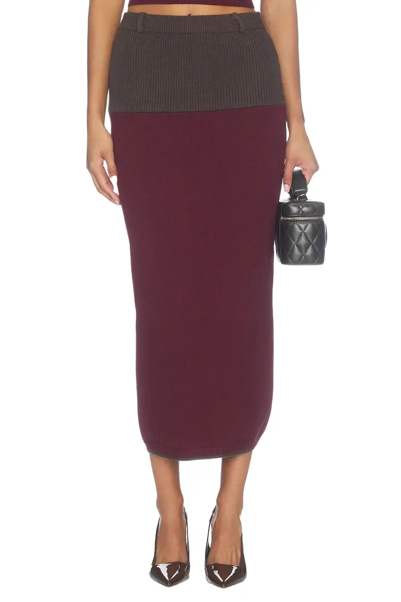 Matthew Bruch Colorblock Midi Skirt