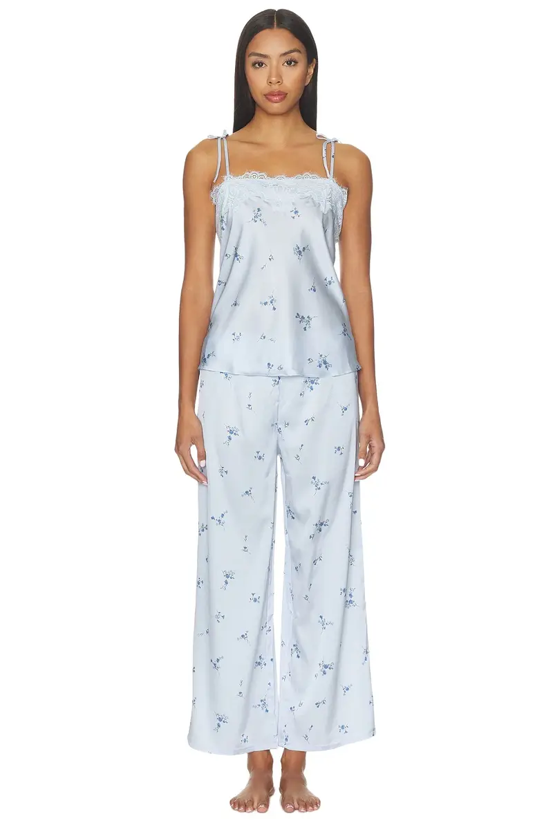 Flora Nikrooz Celeste Printed Stretch Charm Cami And Pant Set With Lace