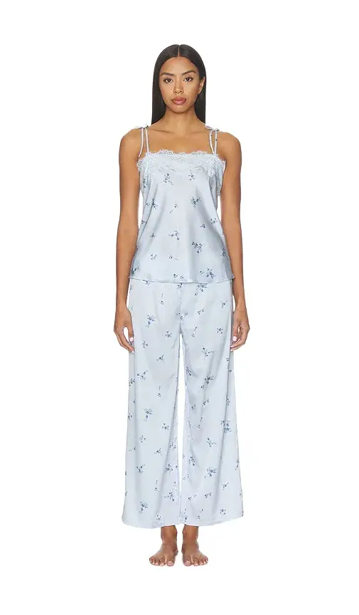 Flora Nikrooz Celeste Printed Stretch Charm Cami And Pant Set With Lace