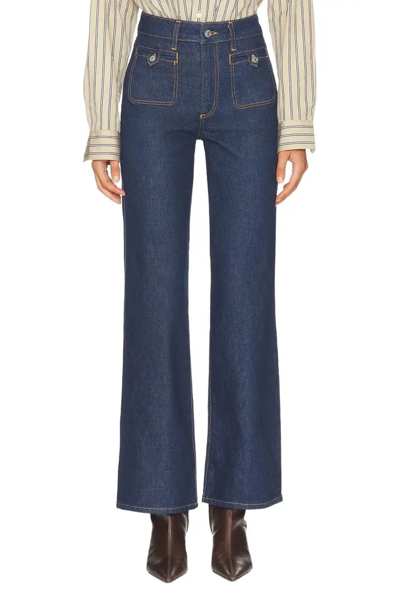 Anessa With Welt Stitch Through Pockets Wide Leg Jeans Anessa With Welt Stitch Through Pockets Wide Leg Jeans