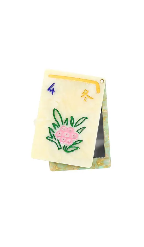 Solar Eclipse Hand-Painted Flower Mahjong Compact Mirror