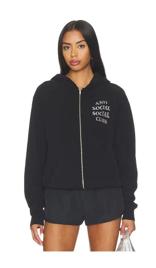 Anti Social Social Club Rhinestone Zip Up Hoodie