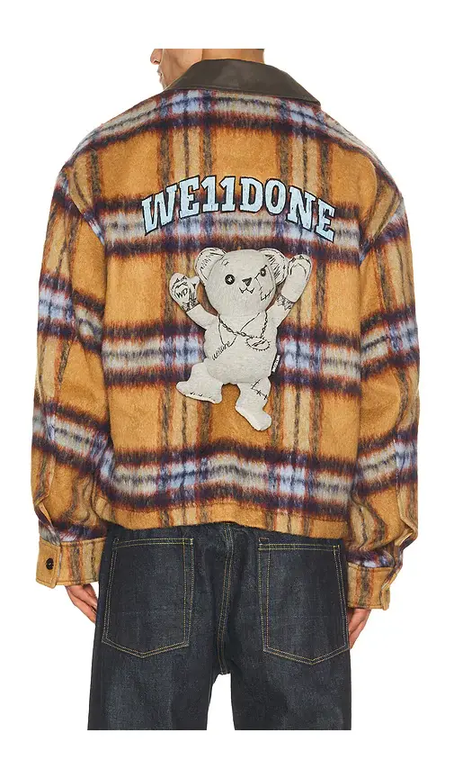 We11Done Camel Teddy Doodle Check Pattern Jacket | Thumbnail 2 We11Done Camel Teddy Doodle Check Pattern Jacket | Thumbnail 2