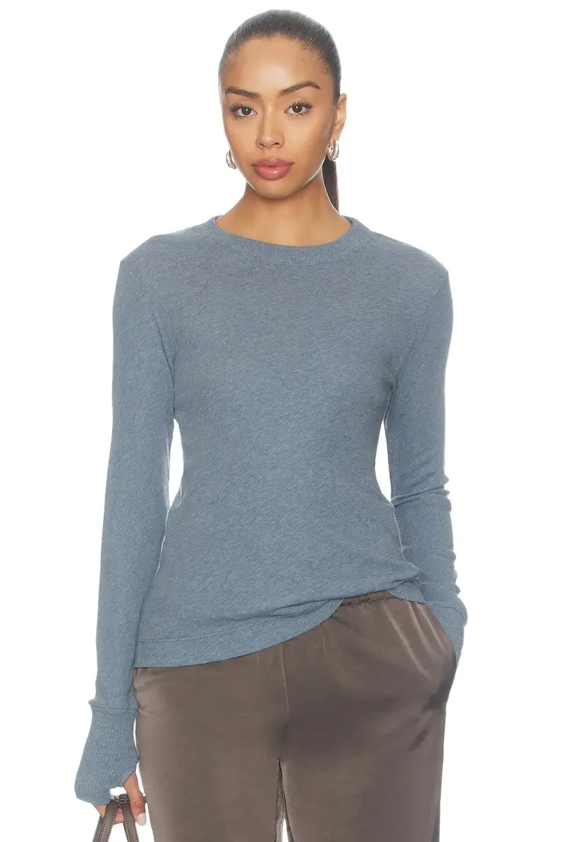 Cashmere Jersey Easy Cuffed Crew Cashmere Jersey Easy Cuffed Crew