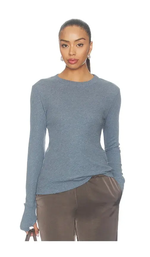 Cashmere Jersey Easy Cuffed Crew