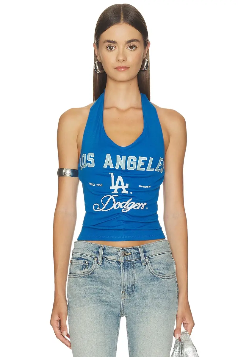 Off Season LA Dodgers Ruched Halter Top