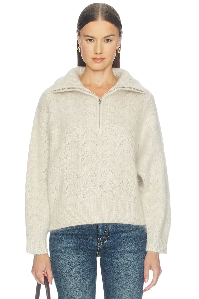 Frame The Airy Lurex Zip Sweater