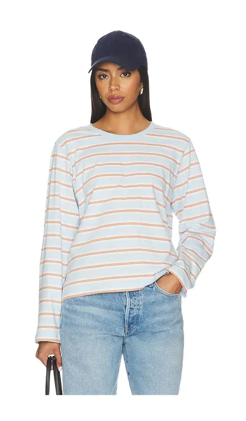 La Ligne Stripe Long Sleeve Boyfriend Tee