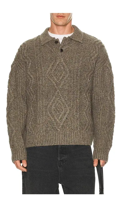 Cable Polo Sweater