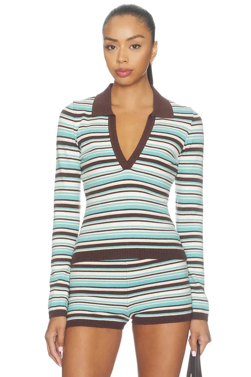 SEVEN WONDERS Xyla Collared Long Sleeve Knit Top