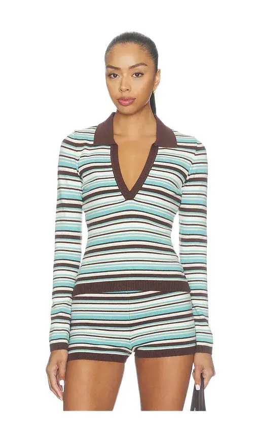 SEVEN WONDERS Xyla Collared Long Sleeve Knit Top