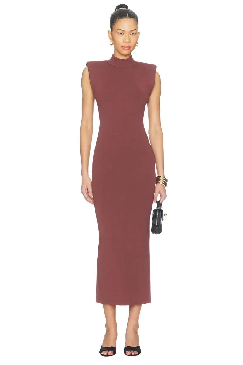 Misha Padded Shoulder Knit Dress