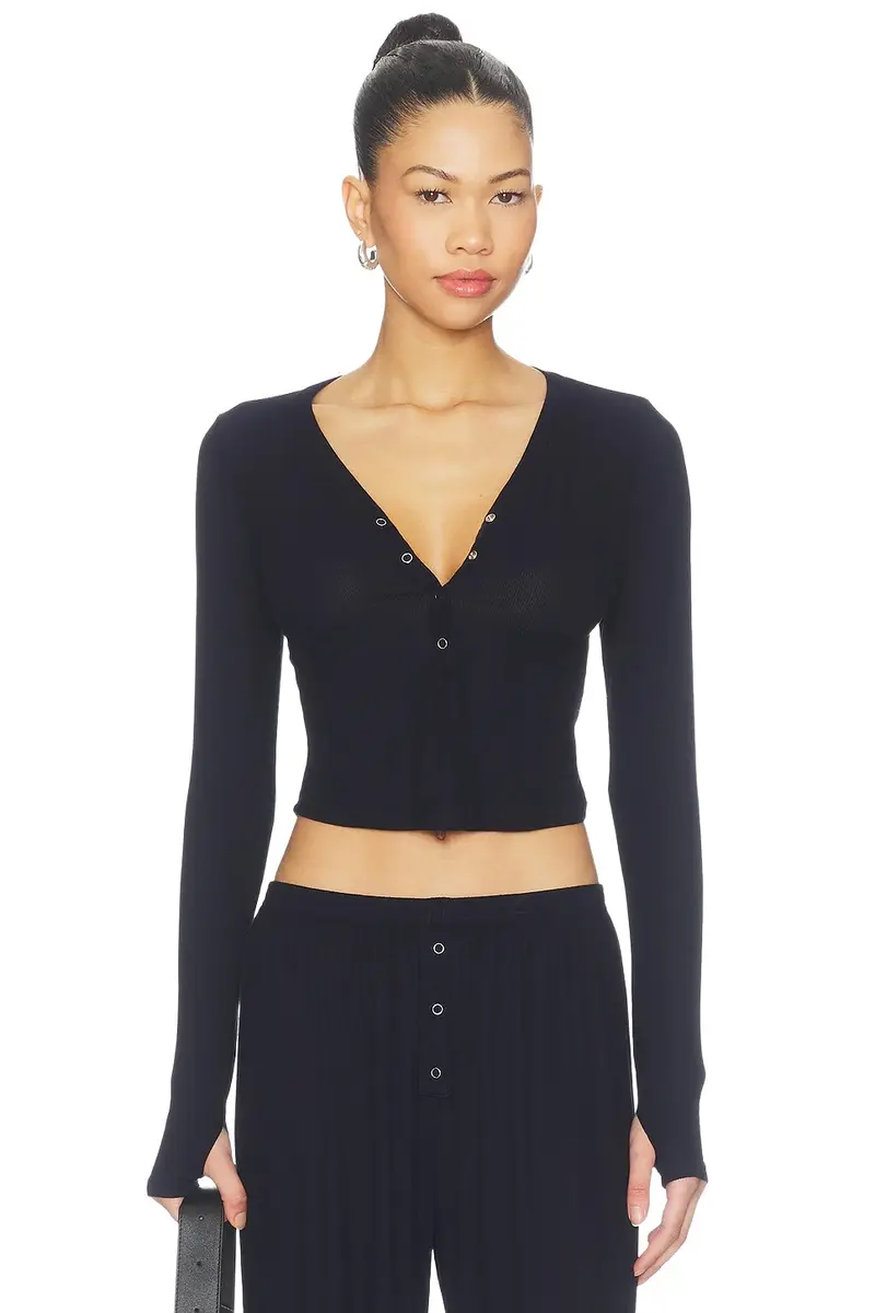 Michael Lauren Fremont Deep V Snap Henley