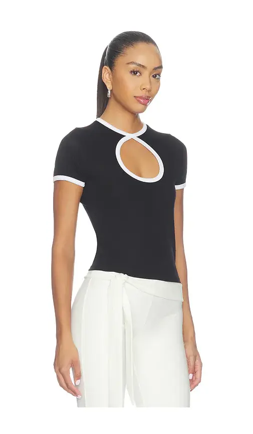 Michael Lauren Keoni Shortsleeve Colorblock Keyhole Tee | Thumbnail 2 Michael Lauren Keoni Shortsleeve Colorblock Keyhole Tee | Thumbnail 2