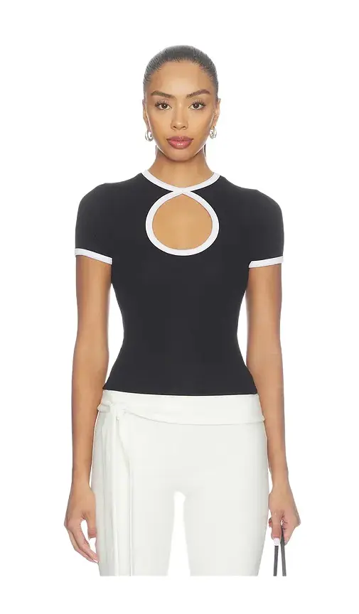 Michael Lauren Keoni Shortsleeve Colorblock Keyhole Tee