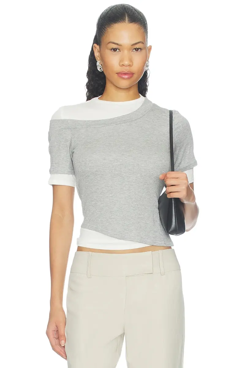 THE LINE BY K Reef Layered Ribbed Shortsleeve Top