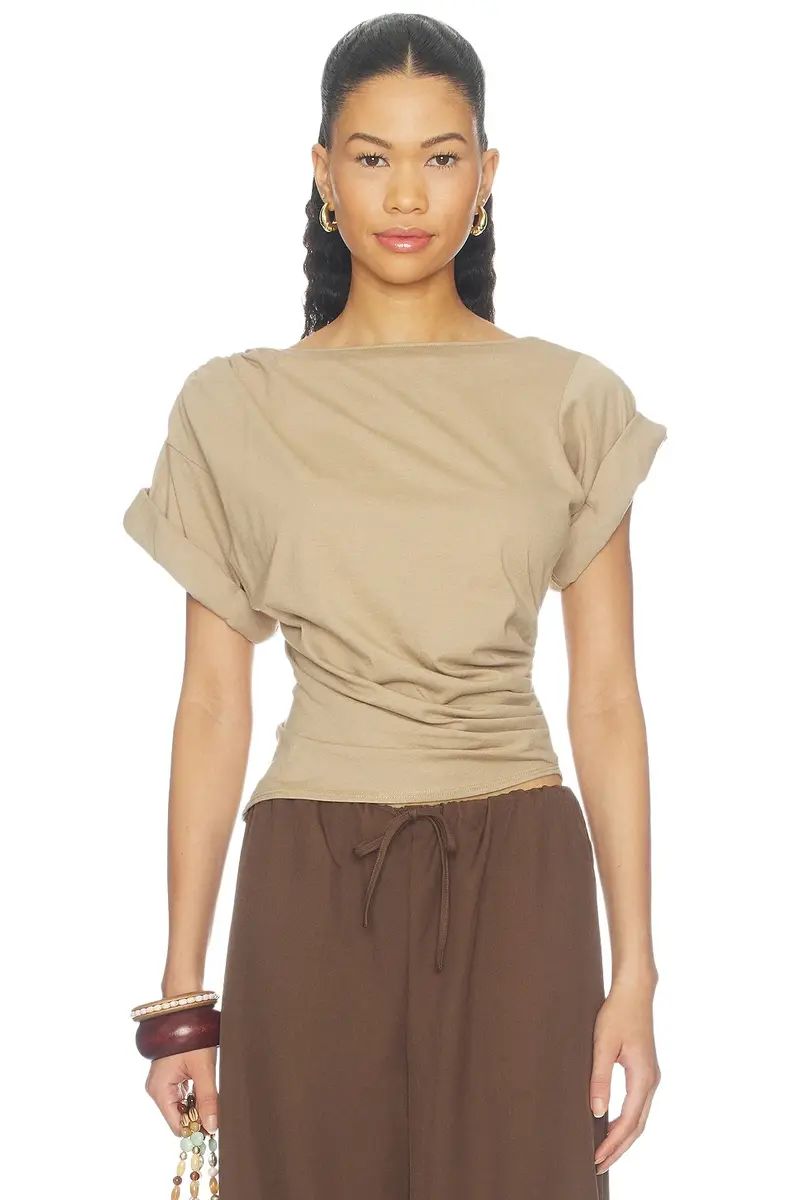 THE LINE BY K Francine Pleated Short Sleeve T-shirt