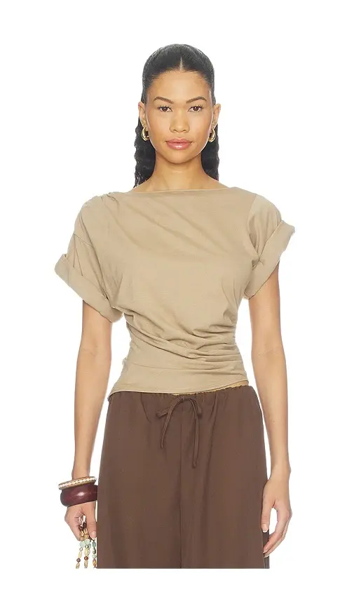 THE LINE BY K Francine Pleated Short Sleeve T-shirt