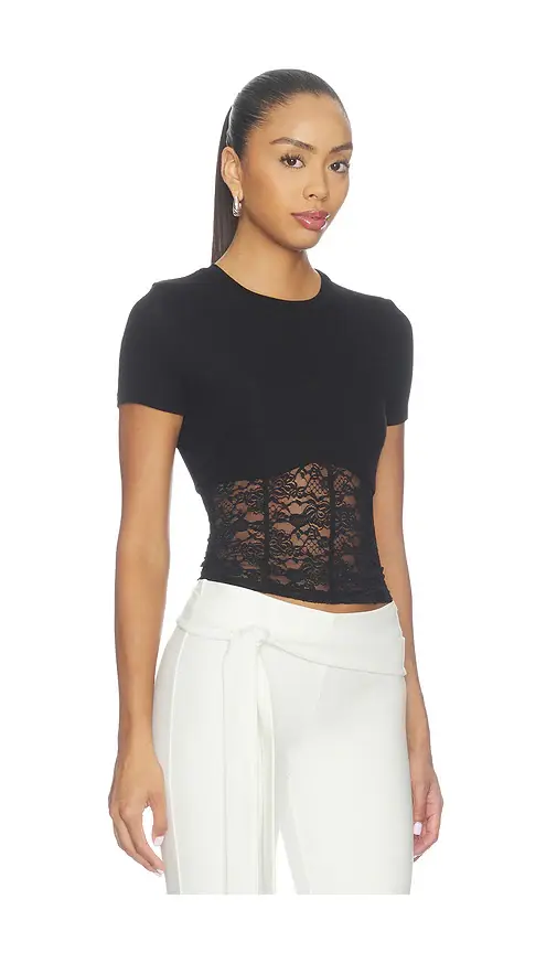 Michael Lauren Ember Rib Lace Shortsleeve Tee | Thumbnail 2 Michael Lauren Ember Rib Lace Shortsleeve Tee | Thumbnail 2