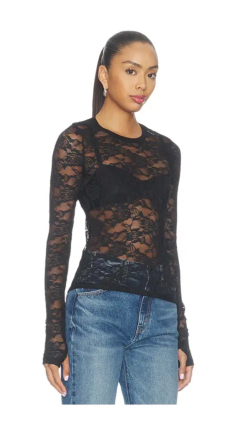 Michael Lauren Vero Longsleeve Fitted Lace Top | Thumbnail 2 Michael Lauren Vero Longsleeve Fitted Lace Top | Thumbnail 2