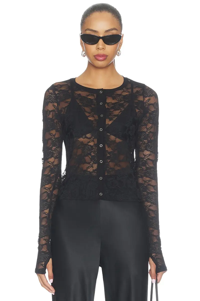 Michael Lauren Vesca Lace Snap Front Long Sleeve