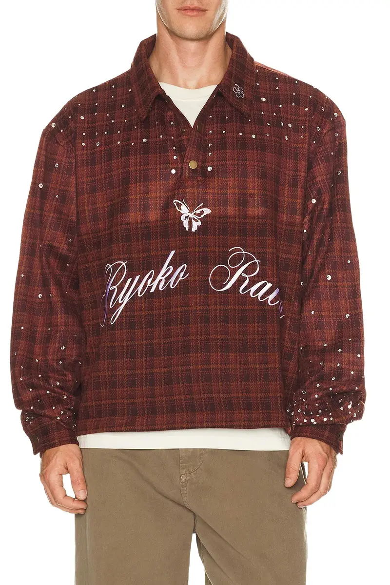 Ryoko Rain Pullover Rhienstone Flannel
