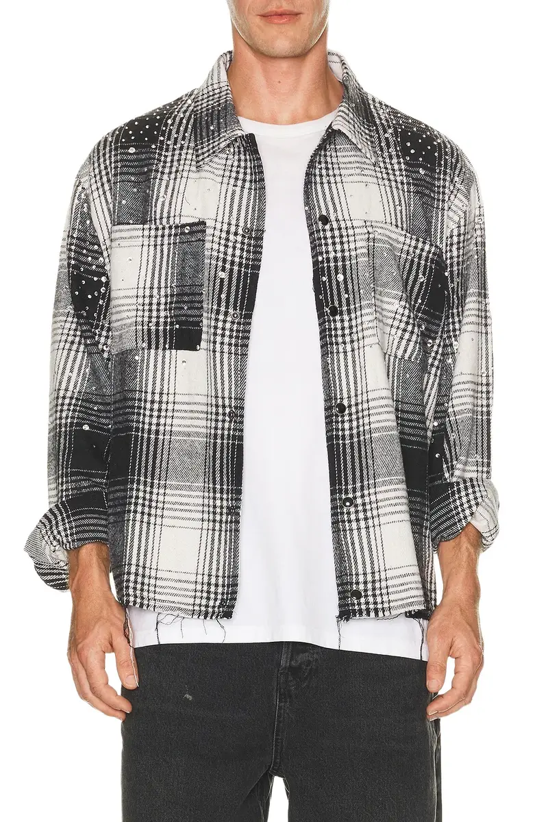 Ryoko Rain Button Up Rhinestone Flannel
