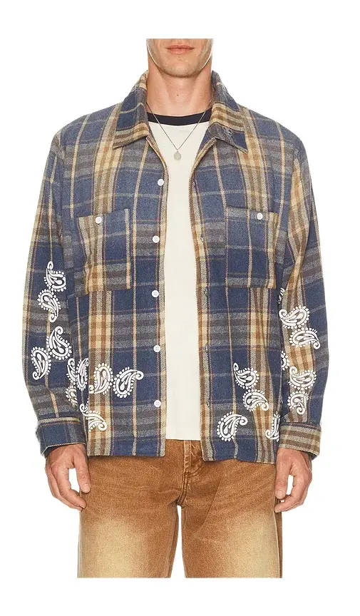 Blue Plaid Paisley Flannel Blue Plaid Paisley Flannel