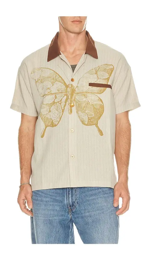 Butterfly Pinstripe Button Up Shirt Butterfly Pinstripe Button Up Shirt