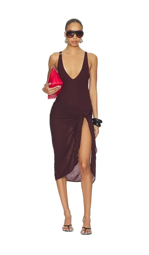 The Attico High Slit Midi Dress