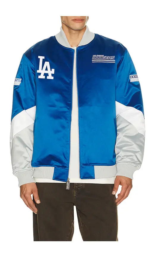 Mitchell & Ness MLB Los Angeles Dodgers Triple Check Heavyweight Satin Jacket | Thumbnail 2 Mitchell & Ness MLB Los Angeles Dodgers Triple Check Heavyweight Satin Jacket | Thumbnail 2