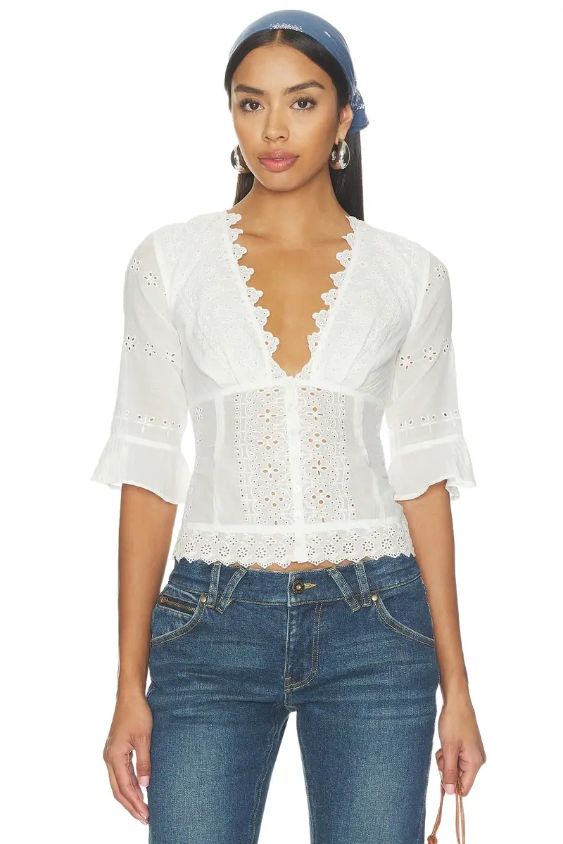 Free People Salone Eyelet Top
