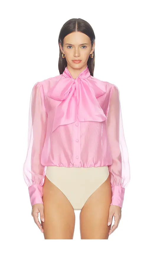 Nadine Merabi Pink Organza Blouse Bodysuit | Thumbnail 2