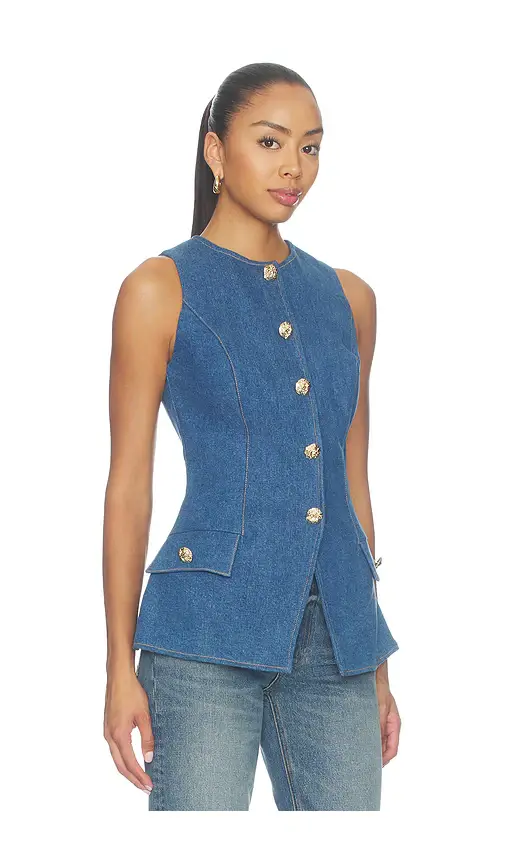 Nadine Merabi Vintage Wash Denim Waistcoat | Thumbnail 2 Nadine Merabi Vintage Wash Denim Waistcoat | Thumbnail 2