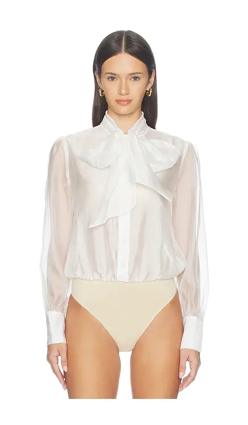 Nadine Merabi White Organza Blouse Bodysuit | Thumbnail 2 Nadine Merabi White Organza Blouse Bodysuit | Thumbnail 2