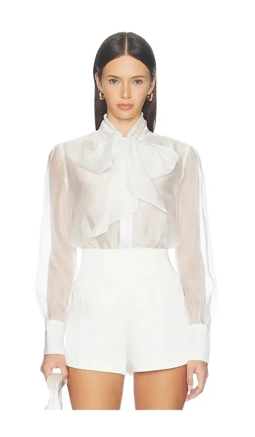 White Organza Blouse Bodysuit