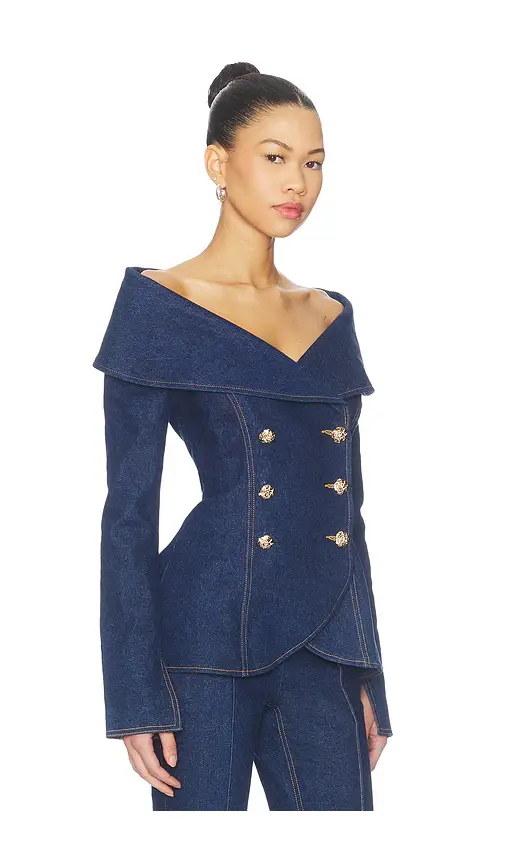 Nadine Merabi Jordan Denim Top | Thumbnail 2 Nadine Merabi Jordan Denim Top | Thumbnail 2