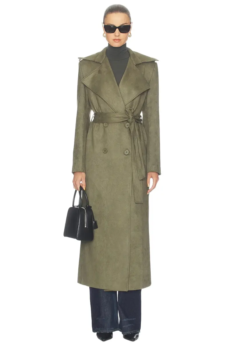 Kira Faux Suede Trench Coat