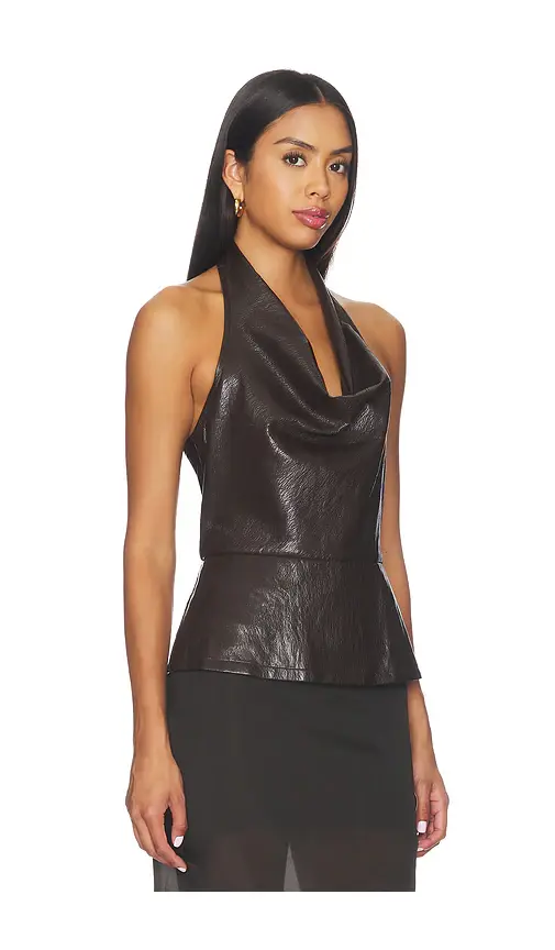 LNA Jet Faux Leather Halter Top | Thumbnail 2 LNA Jet Faux Leather Halter Top | Thumbnail 2