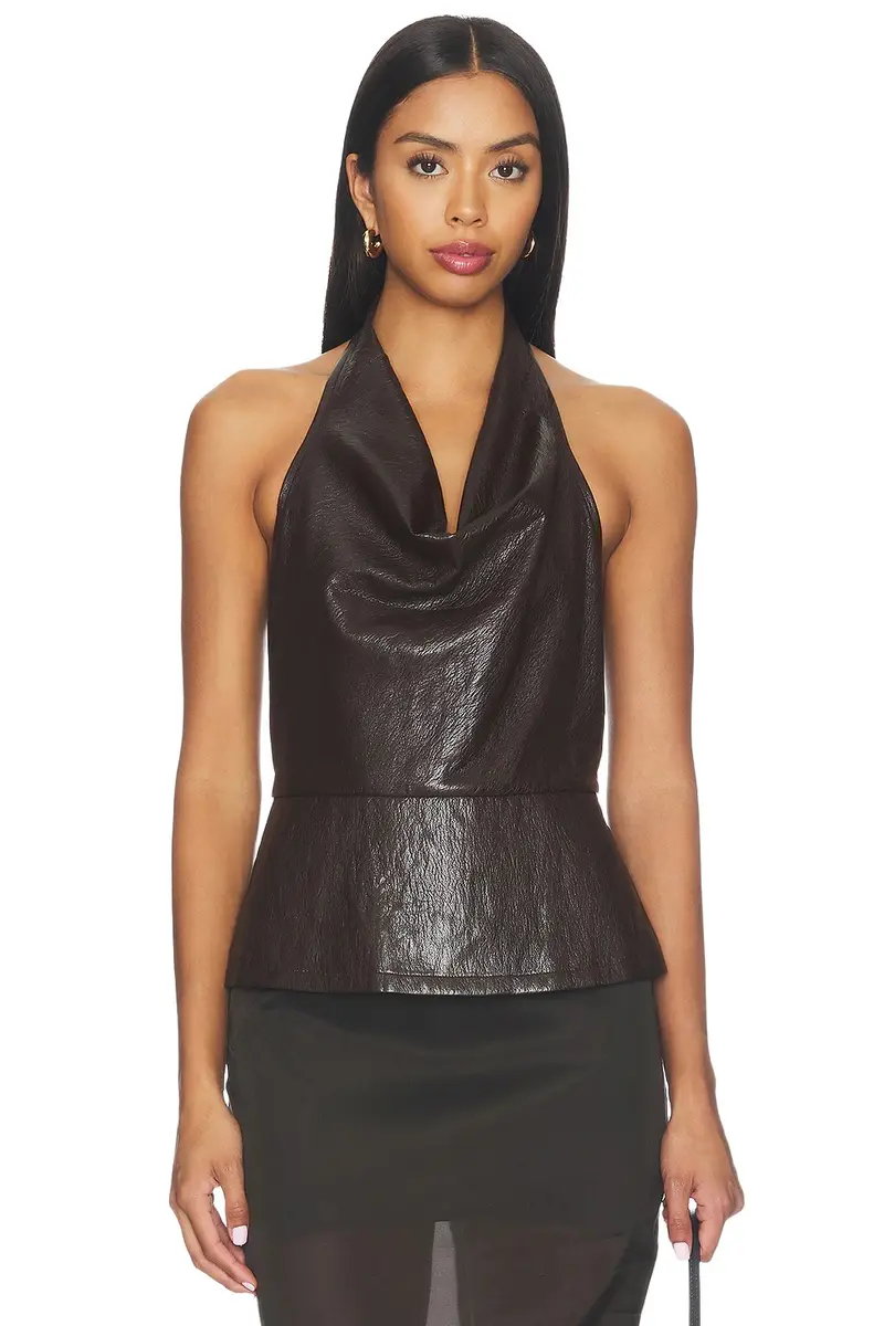 Jet Faux Leather Halter Top Jet Faux Leather Halter Top