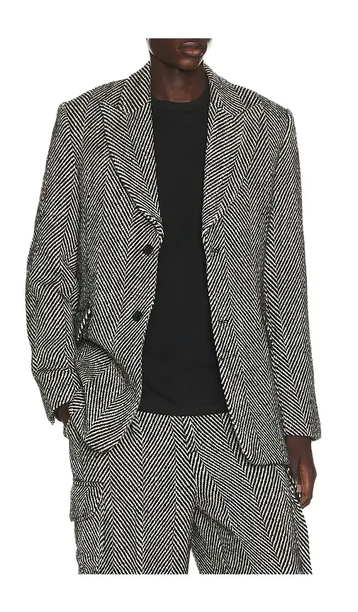 Eco Herringbone Longline Blazer