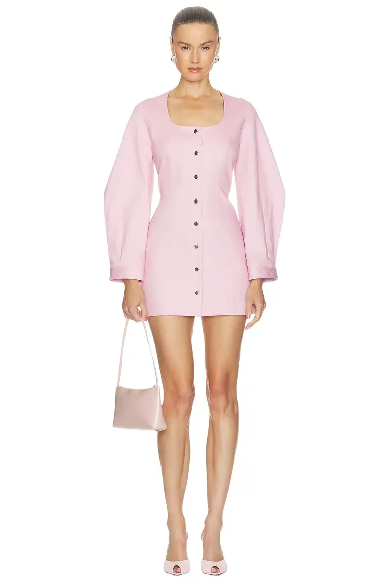 Leg Of Mutton Scoop Neck Mini Dress Leg Of Mutton Scoop Neck Mini Dress