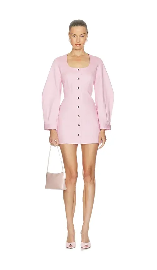 Matthew Bruch Leg Of Mutton Scoop Neck Mini Dress
