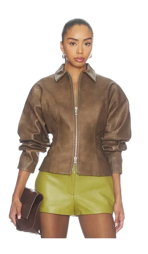 THE SEI Fitted Leather Jacket